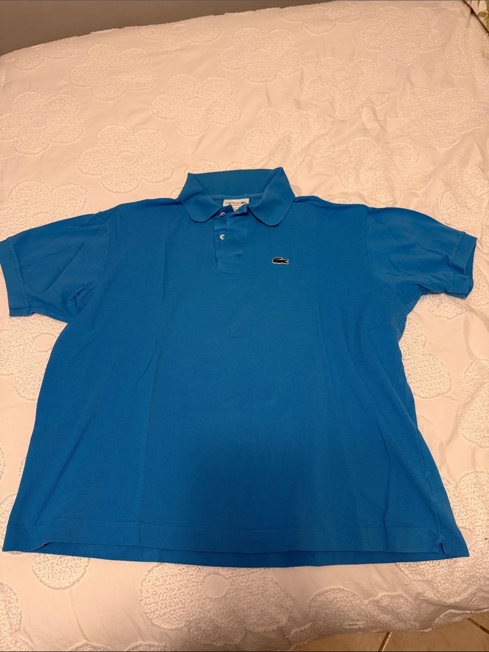 Lacoste Men's Bright Blue Pique Polo with Crocodile Logo